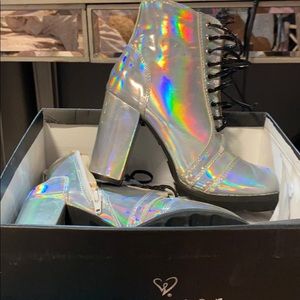 Silver hologram booties